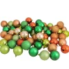 60ct Green, Orange, Almond Shatterproof 3-Finish Christmas Ball Ornaments 2.5" (60mm)