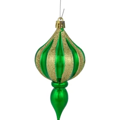 8ct Green Shatterproof Finial Christmas Ornaments, 4.75