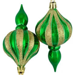 8ct Green Shatterproof Finial Christmas Ornaments, 4.75