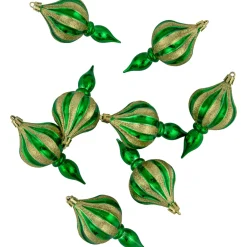 8ct Green Shatterproof Finial Christmas Ornaments, 4.75