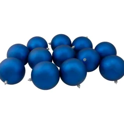 12ct Lavish Blue Shatterproof Matte Christmas Ball Ornaments 4" (100mm)