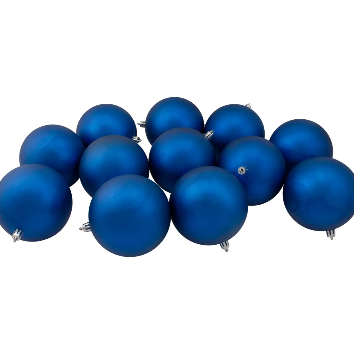 12ct Lavish Blue Shatterproof Matte Christmas Ball Ornaments 4" (100mm)