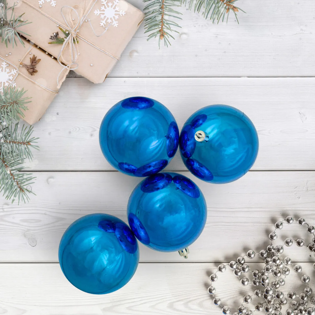 12ct Lavish Blue Shatterproof Christmas Ball Ornaments 4" (100mm)
