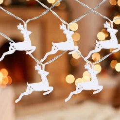 10-ct LED Warm White Reindeer Christmas Lights - 3' Clear Wire