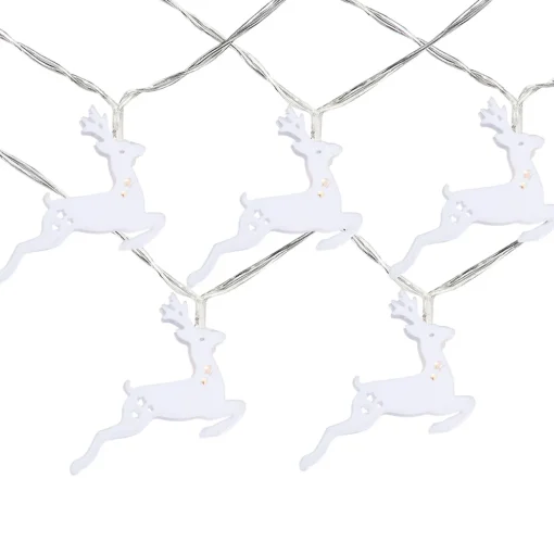 10-ct LED Warm White Reindeer Christmas Lights - 3' Clear Wire