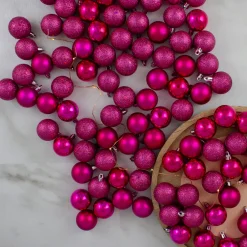 96ct Magenta Pink Shatterproof 4-Finish Christmas Ball Ornaments 1.5" (40mm)