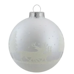 4ct Matte and Frosted White Glass Hanging Christmas Ball Ornaments 3.25