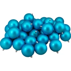 32ct Matte Turquoise Blue Shatterproof Christmas Ball Ornaments 3.25" (80mm)