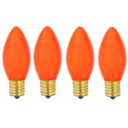 4ct Orange Opaque C9 LED Glass Christmas Replacement Bulbs