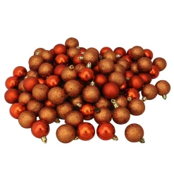 96ct Orange Shatterproof 4-Finish Christmas Ball Ornaments 1.5" (40mm)