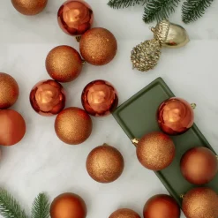 24ct Orange Shatterproof 4-Finish Christmas Ball Ornaments 2.5" (60mm)