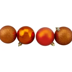 24ct Orange Shatterproof 4-Finish Christmas Ball Ornaments 2.5
