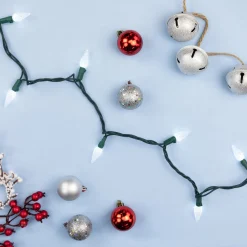70ct Pure White Faceted LED C6 Christmas Light Set - 23ft Green Wire