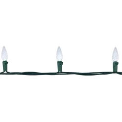 70ct Pure White Faceted LED C6 Christmas Light Set - 23ft Green Wire