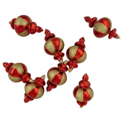8ct Red and Gold Shatterproof Finial Christmas Ornaments, 6