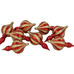 8ct Red and Gold Shatterproof Finial Christmas Ornaments, 4.75"