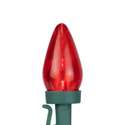 25ct Red and Pure White LED C7 Christmas Lights - 16ft Green Wire