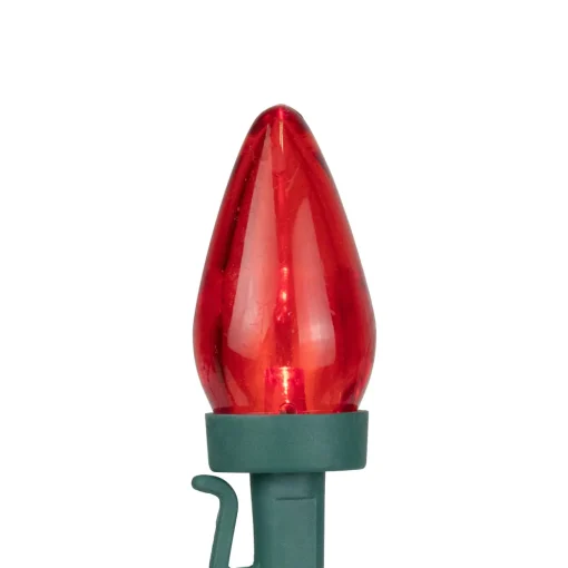 25ct Red and Pure White LED C7 Christmas Lights - 16ft Green Wire
