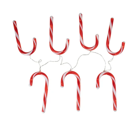 7ct Red and White Candy Cane Christmas Lights - 4.5ft Clear Wire