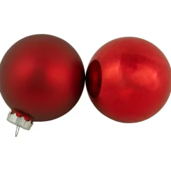 96ct Red and White 3-Finish Christmas Glass Ball Ornaments 3.25" (80mm)