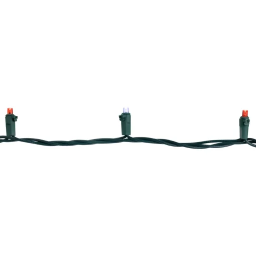50ct Red and White LED Wide Angle Christmas Lights, 16.25ft Green Wire