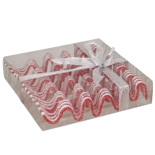 6ct Red and White Striped Ribbon Candy Christmas Ornaments 5.75"