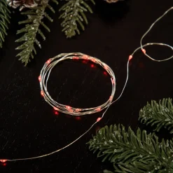 100ct Red LED Micro Fairy Lights, 16ft Copper Wire