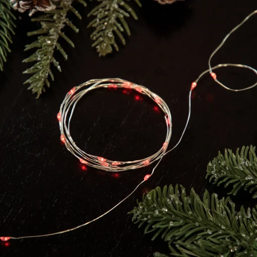 100ct Red LED Micro Fairy Lights, 16ft Copper Wire