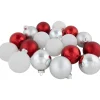 72ct Red, Silver and White Shiny and Matte Glass Ball Christmas Ornaments 3.25-4"