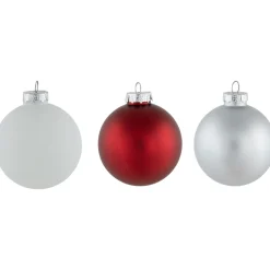 72ct Red, Silver and White Shiny and Matte Glass Ball Christmas Ornaments 3.25-4