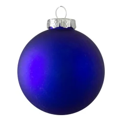 4ct Royal Blue 2-Finish Glass Christmas Ball Ornaments 4