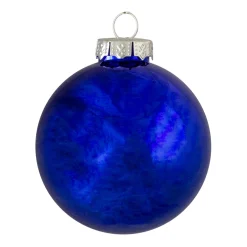 4ct Royal Blue 2-Finish Glass Christmas Ball Ornaments 4