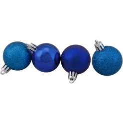 96ct Royal Blue Shatterproof 4-Finish Christmas Ball Ornaments 1.5