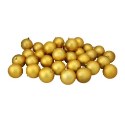 32ct Shatterproof Matte Vegas Gold Christmas Ball Ornaments 3.25" (80mm)