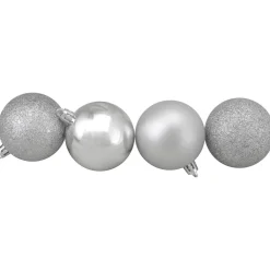 60ct Shatterproof Silver 4-Finish Christmas Ball Ornaments 2.5