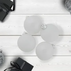 9ct Shiny and Matte White Glass Ball Christmas Ornaments 2.5" (65mm)