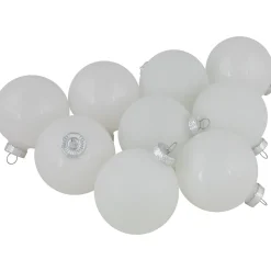 9ct Shiny and Matte White Glass Ball Christmas Ornaments 2.5