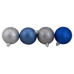 60ct Silver and Blue Shatterproof 3-Finish Christmas Ball Ornaments 2.5