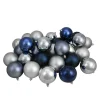 32ct Silver and Blue Shatterproof 2-Finish Christmas Ball Ornaments 3.25" (80mm)