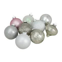 9ct Silver 3-Finish Shatterproof Christmas Ball and Onion Ornaments 3.75