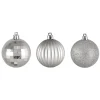 100ct Silver Shatterproof 3-Finish Christmas Ball Ornaments 2.5" (60mm)
