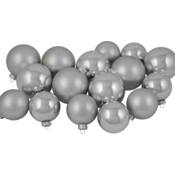 72ct Silver Shiny and Matte Christmas Glass Ball Ornaments 4" (100mm)