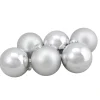 6ct Silver Shiny and Matte Christmas Ball Ornaments 3.25" (80mm)