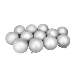 12ct Silver Splendor Shatterproof Matte Christmas Ball Ornaments 4" (100mm)