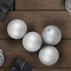 12ct Silver Splendor Shatterproof Matte Christmas Ball Ornaments 4" (100mm)