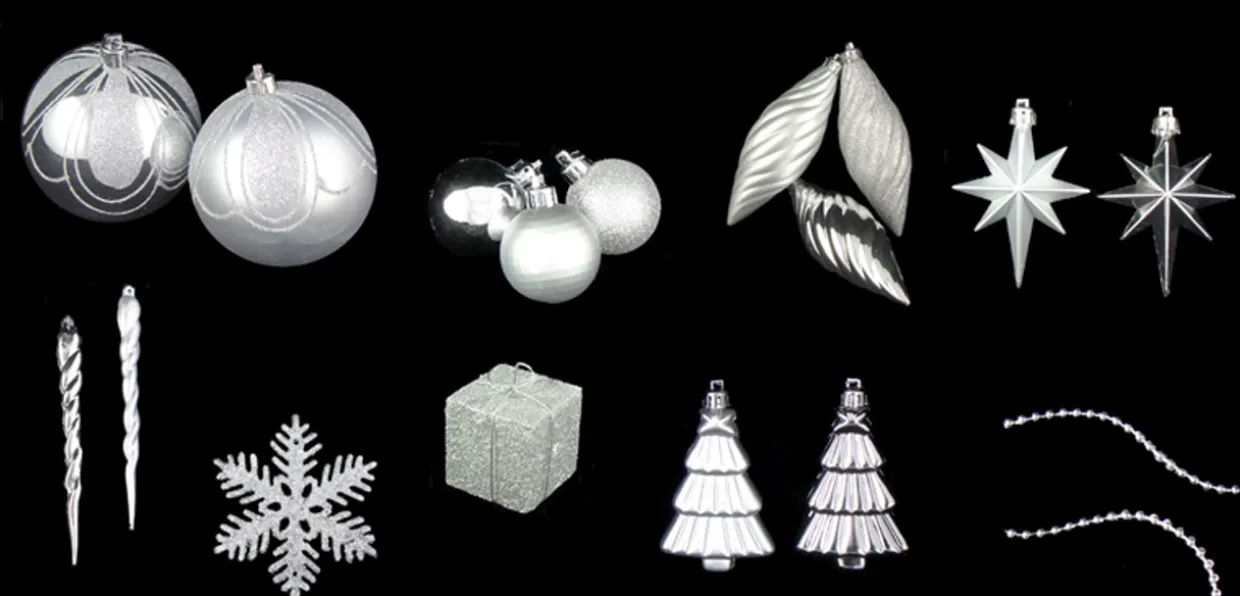 125ct Splendor Silver Shatterproof 4-Finish Christmas Ornaments 5.5" (140mm)