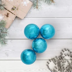 60ct Turquoise Blue Shatterproof Shiny Christmas Ball Ornaments 2.5" (60mm)