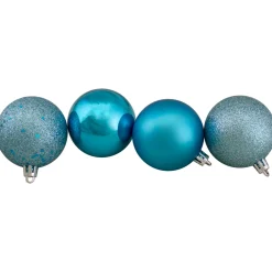 60ct Turquoise Blue Shatterproof 4-Finish Christmas Ball Ornaments 2.5