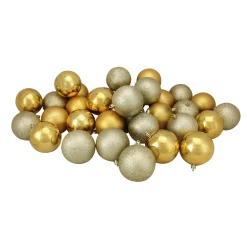 60ct Vegas Gold Shatterproof 4 Finish Christmas Ball Ornaments 2.5" (60mm)