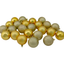 24ct Vegas Gold Shatterproof 4-Finish Christmas Ball Ornaments 2.5" (60mm)
